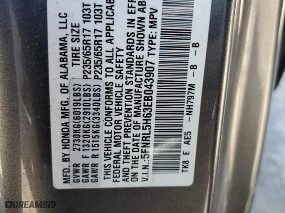 2014 Honda Odyssey EX-L with VIN 5FNRL5H63EB043907, listed as a Copart auction lot 50632695 with 143,486 mi miles and Salvage Title. Bid and sale history available at carsss.com. Image 13.
