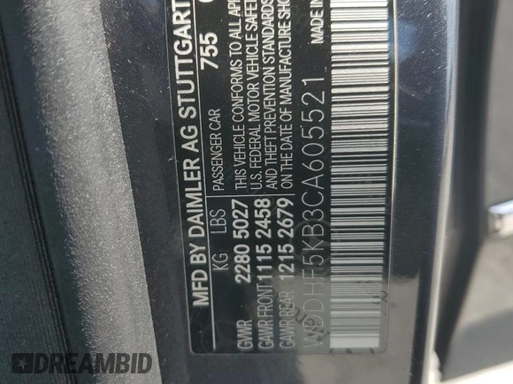 2012 Mercedes-Benz E 350 Luxury with VIN WDDHF5KB3CA605521, listed as a Copart auction lot 64076005 with 146,855 mi miles and Salvage title. Bid and sale history available at DreamBid. Image 12.