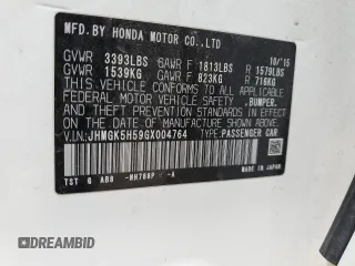 2016 Honda Fit LX with VIN JHMGK5H59GX004764, listed as a Copart auction lot 65131715 with 75,726 mi miles and Salvage title. Bid and sale history available at DreamBid. Image 12.