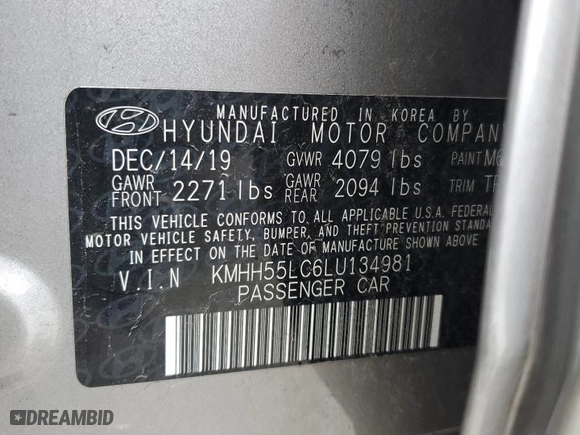 2020 Hyundai Elantra GT N Line with VIN KMHH55LC6LU134981, listed as a Copart auction lot 48463564 with 37,950 mi miles. Bid and sale history available at carsss.com. Image 14.