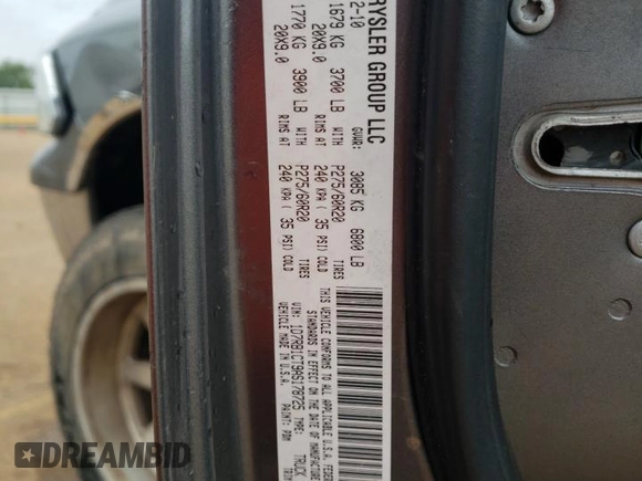 2010 Dodge 1500 SLT z VIN 1D7RB1CT9AS178725, wystawiony jako Copart lot #55848615 z przebiegiem 198 349 mil mil oraz Szkoda całkowita • Salvage title. Historia ofert i sprzedaży dostępna na DreamBid. Obrazek 12.