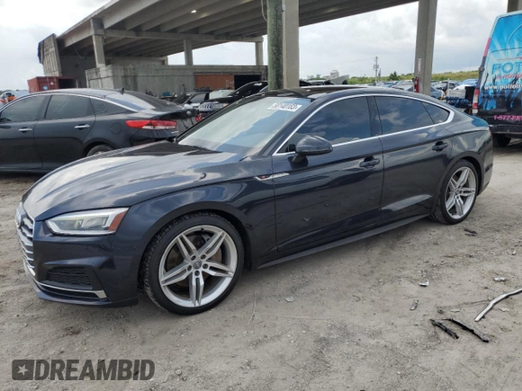 2018 Audi A5 Sportback Premium Plus with VIN WAUENCF57JA131012, listed as a Copart auction lot 58140183 with 59,476 mi miles. Bid and sale history available at carsss.com. Image 1.