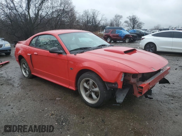 2002 Ford Mustang GT Deluxe with VIN 1FAFP42X22F177467, listed as a Copart auction lot 43930355 with 0 mi miles and Salvage Title. Bid and sale history available at carsss.com. Image 4.