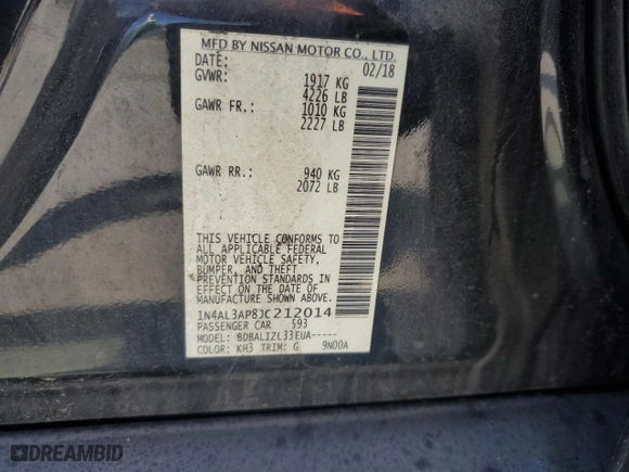 2018 Nissan Altima 2.5 SV with VIN 1N4AL3AP8JC212014, listed as a Copart auction lot 51383465 with 106,158 mi miles and Clean Title. Bid and sale history available at carsss.com. Image 12.