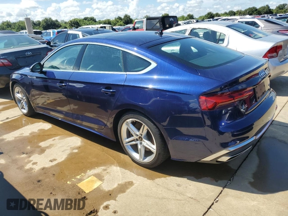 2022 Audi A5 Sportback S line Premium with VIN WAUDACF56NA023574, listed as a Copart auction lot 73825024 with 0 mi miles and Salvage Title. Bid and sale history available at carsss.com. Image 2.