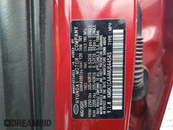 2021 Hyundai Kona SE z VIN KM8K1CAA4MU644545, wystawiony jako Copart lot #56588105 z przebiegiem 86 172 mil mil oraz Szkody całkowita. Historia ofert i sprzedaży dostępna na DreamBid. Obrazek 12.