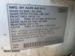 2023 Audi Q7 Premium Plus with VIN WA1LCBF77PD001213, listed as a Copart auction lot 50259205 with 33,072 mi miles and Salvage title. Bid and sale history available at DreamBid. Image 12.