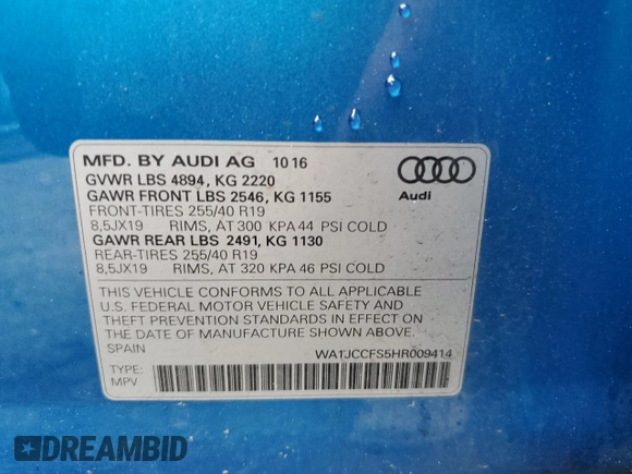 2017 Audi Q3 Premium Plus z VIN WA1JCCFS5HR009414, wystawiony jako Copart lot #56790155 z przebiegiem 80 218 mil mil oraz Szkoda całkowita • Salvage title. Historia ofert i sprzedaży dostępna na DreamBid. Obrazek 12.