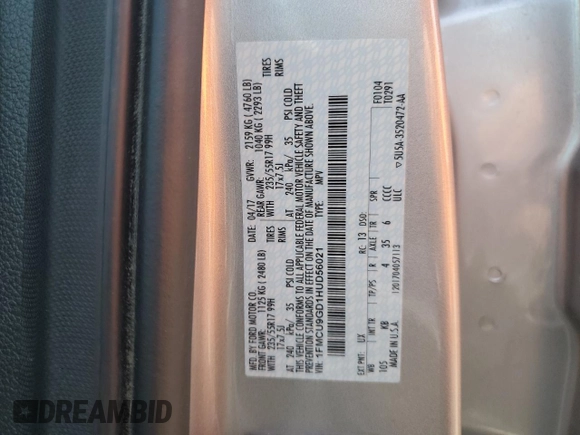 2017 Ford Escape SE with VIN 1FMCU9GD1HUD56021, listed as a Copart auction lot 55172625 with 79,023 mi miles and Salvage Title. Bid and sale history available at DreamBid. Image 13.