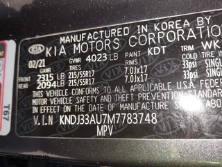 2021 Kia Soul EX with VIN KNDJ33AU7M7783748, listed as a IAAI auction lot 41843477 with 61,534 mi miles. Bid and sale history available at carsss.com. Image 9.