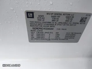 2015 Chevrolet Silverado 1500 LS with VIN 1GCRCPEC1FZ236204, listed as a IAAI auction lot 41961768 with 259,108 mi miles. Bid and sale history available at carsss.com. Image 9.