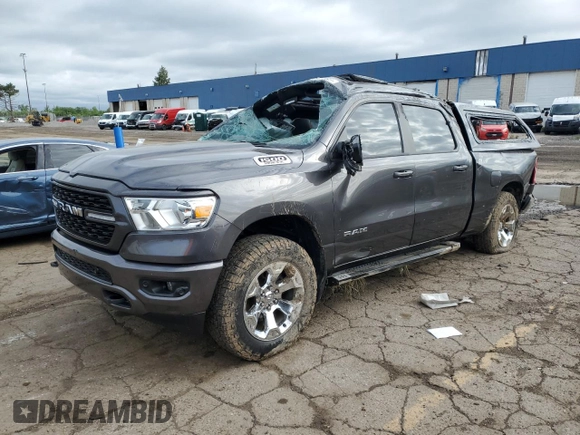 2022 Ram 1500 Big Horn with VIN 1C6SRFMT7NN155488, listed as a Copart auction lot 57314905 with 57,444 mi miles and Non repairable. Bid and sale history available at DreamBid. Image 1.