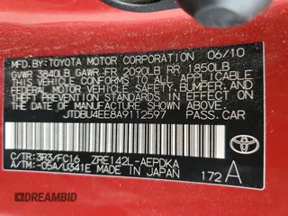 2010 Toyota Corolla with VIN JTDBU4EE8A9112597, listed as a Copart auction lot 53513385 with 177,969 mi miles and Salvage Title. Bid and sale history available at DreamBid. Image 12.