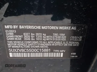 2013 BMW X5 xDrive50i z VIN 5UXZV8C55D0C15881, wystawiony jako IAAI lot #41695992 z przebiegiem 173 391 mil mil oraz . Historia ofert i sprzedaży dostępna na DreamBid. Obrazek 9.