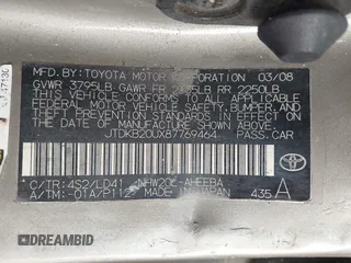 2008 Toyota Prius with VIN JTDKB20UX87769464, listed as a IAAI auction lot 41516789 with 119,870 mi miles and . Bid and sale history available at carsss.com. Image 9.
