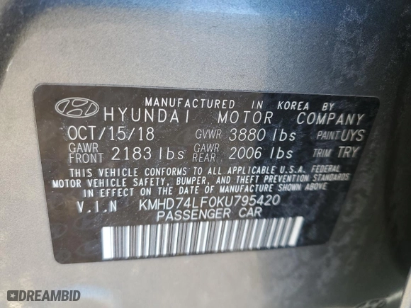 2019 Hyundai Elantra SE with VIN KMHD74LF0KU795420, listed as a Copart auction lot 49556625 with 86,158 mi miles and Salvage Title. Bid and sale history available at carsss.com. Image 14.