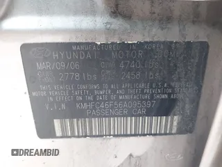 2006 Hyundai Azera SE с VIN KMHFC46F56A095397, выставлен на аукционе IAAI как лот 42135597 с пробегом 182 416 миль миль и . История ставок и продаж доступна на DreamBid. Изображение 9.