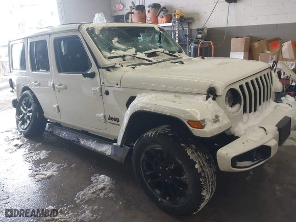 2022 Jeep Wrangler Unlimited Sahara with VIN 1C4HJXEN3NW222744, listed as a IAAI auction lot 41249285 with 43,780 mi miles. Bid and sale history available at carsss.com. Image 1.