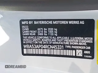 2024 BMW 4 Series 430i z VIN WBA53AP04RCN45331, wystawiony jako IAAI lot #41592661 z przebiegiem 10 078 mil mil oraz . Historia ofert i sprzedaży dostępna na DreamBid. Obrazek 9.