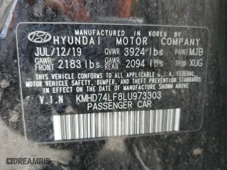 2020 Hyundai Elantra SE with VIN KMHD74LF8LU973303, listed as a Copart auction lot 51390875 with 153,341 mi miles and Salvage Title. Bid and sale history available at carsss.com. Image 13.