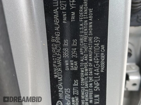 2023 Hyundai Elantra SE with VIN 5NPLL4AG4PH110439, listed as a Copart auction lot 48085275 with 32,492 mi miles and Clean Title. Bid and sale history available at DreamBid. Image 12.