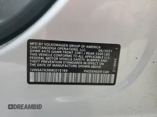 2021 Volkswagen Passat SE z VIN 1VWSA7A38MC015189, wystawiony jako Copart lot #50079905 z przebiegiem 89 375 mil mil oraz Szkoda całkowita • Salvage title. Historia ofert i sprzedaży dostępna na DreamBid. Obrazek 13.