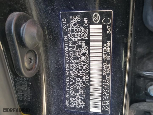 2016 Lexus ES 350 with VIN JTHBK1GG5G2226432, listed as a Copart auction lot 84515504 with 122,387 mi miles and Salvage Title. Bid and sale history available at carsss.com. Image 12.