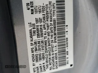 2009 Honda Odyssey EX-L with VIN 5FNRL387X9B055281, listed as a Copart auction lot 53981085 with 153,290 mi miles and Salvage Title. Bid and sale history available at carsss.com. Image 13.