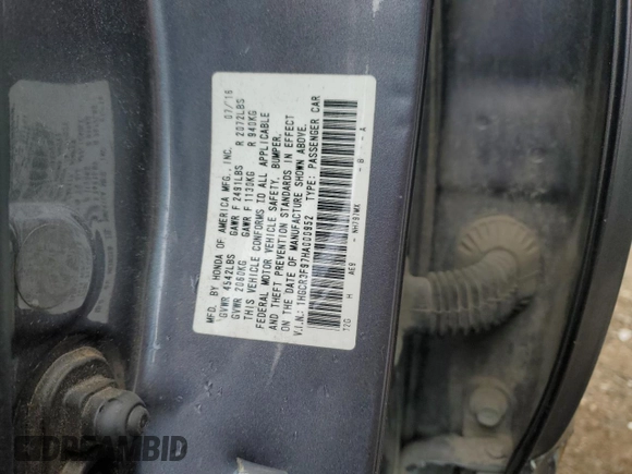 2017 Honda Accord Touring with VIN 1HGCR3F97HA000952, listed as a Copart auction lot 60136685 with 209,493 mi miles and Salvage title. Bid and sale history available at DreamBid. Image 12.