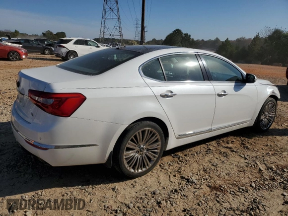 2015 Kia Cadenza Limited with VIN KNALN4D78F5172928, listed as a Copart auction lot 75952444 with 124,572 mi miles and Salvage Title. Bid and sale history available at carsss.com. Image 3.