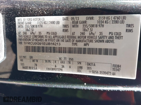 2014 Ford Escape SE с VIN 1FMCU0G91EUB16213, выставлен на аукционе IAAI как лот 41870862 с пробегом 150 070 миль миль и . История ставок и продаж доступна на DreamBid. Изображение 9.