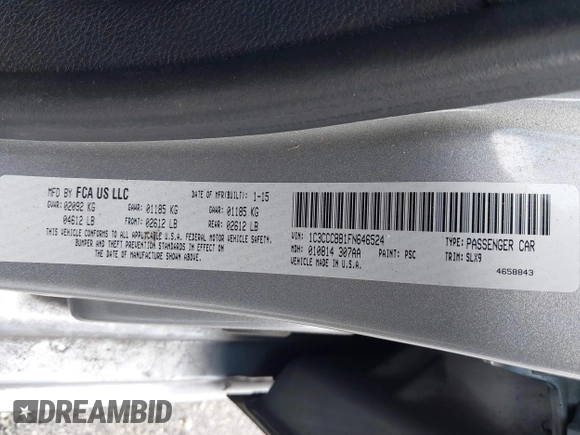 2015 Chrysler 200 S with VIN 1C3CCCBB1FN646524, listed as a IAAI auction lot 42048085 with 108,280 mi miles and . Bid and sale history available at DreamBid. Image 9.