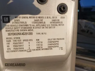 2004 Cadillac Escalade EXT z VIN 3GYEK62NX4G291260, wystawiony jako IAAI lot #41995991 z przebiegiem Nie podano mil oraz . Historia ofert i sprzedaży dostępna na DreamBid. Obrazek 9.