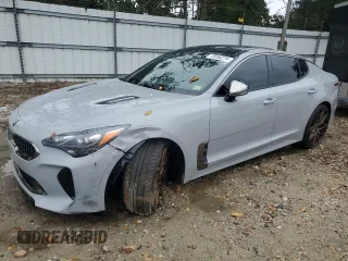 2021 Kia Stinger GT2 with VIN KNAE55LC2M6087846, listed as a Copart auction lot 73556274 with 59,168 mi miles and Salvage Title. Bid and sale history available at carsss.com. Image 1.