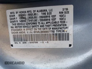 2006 Honda Odyssey EX-L with VIN 5FNRL38696B077792, listed as a IAAI auction lot 42048793 with 149,868 mi miles and . Bid and sale history available at carsss.com. Image 9.