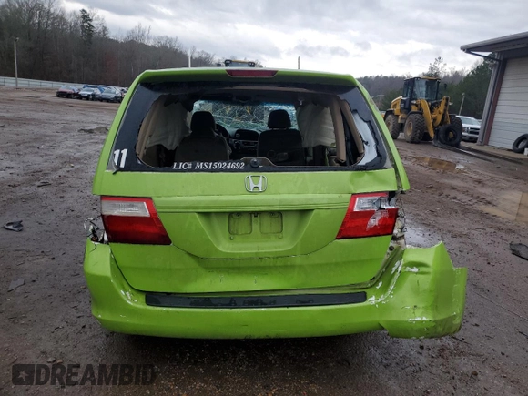 2005 Honda Odyssey EX z VIN 5FNRL38495B037385, wystawiony jako Copart lot #43010825 z przebiegiem Nie podano mil oraz Szkoda całkowita • Salvage title. Historia ofert i sprzedaży dostępna na DreamBid. Obrazek 6.