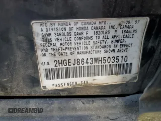 1998 Honda Civic EX with VIN 2HGEJ8643WH503510, listed as a Copart auction lot 50987235 with 247,265 mi miles and Salvage Title. Bid and sale history available at carsss.com. Image 12.