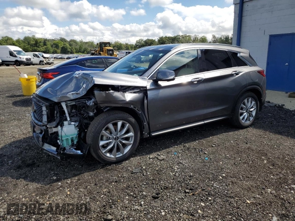 2022 Infiniti QX50 Essential with VIN 3PCAJ5CB5NF120297, listed as a Copart auction lot 65633113 with 10,035 mi miles and . Bid and sale history available at DreamBid. Image 1.