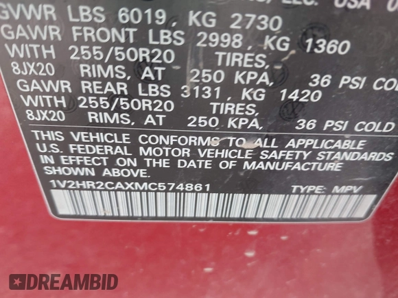 2021 Volkswagen Atlas SE z VIN 1V2HR2CAXMC574861, wystawiony jako IAAI lot #42139105 z przebiegiem 61 098 mil mil oraz . Historia ofert i sprzedaży dostępna na DreamBid. Obrazek 9.