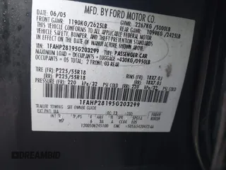 2005 Ford Five Hundred Limited с VIN 1FAHP28195G203299, выставлен на аукционе IAAI как лот 41845157 с пробегом 130 083 миль миль и . История ставок и продаж доступна на DreamBid. Изображение 9.