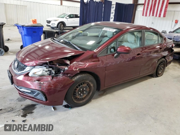 2015 Honda Civic LX with VIN 2HGFB2F50FH505934, listed as a Copart auction lot 56029315 with 66,355 mi miles and Salvage title. Bid and sale history available at DreamBid. Image 1.