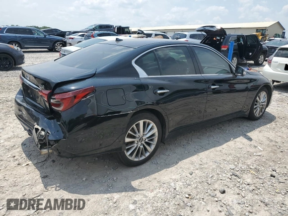 2021 Infiniti Q50 Luxe with VIN JN1EV7BR5MM752693, listed as a Copart auction lot 60027225 with 74,398 mi miles and Salvage title. Bid and sale history available at DreamBid. Image 3.