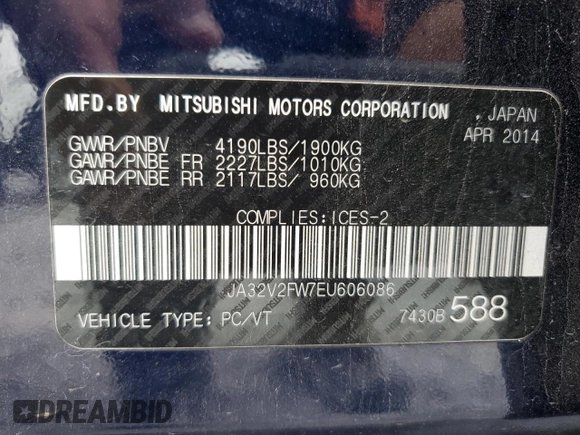 2014 Mitsubishi Lancer SE with VIN JA32V2FW7EU606086, listed as a Copart auction lot 72747704 with 182,543 mi miles and Clean Title. Bid and sale history available at carsss.com. Image 12.