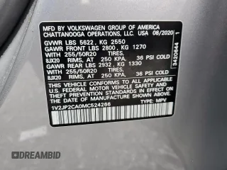 2021 Volkswagen Atlas SE with VIN 1V2JP2CA0MC524266, listed as a Copart auction lot 88960715 with 58,438 mi miles and Non repairable. Bid and sale history available at DreamBid. Image 15.