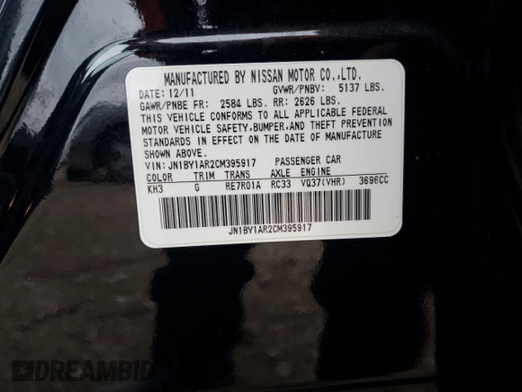 2012 Infiniti M z VIN JN1BY1AR2CM395917, wystawiony jako Copart lot #51213005 z przebiegiem 89 574 mil mil oraz Szkoda całkowita • Salvage title. Historia ofert i sprzedaży dostępna na DreamBid. Obrazek 12.
