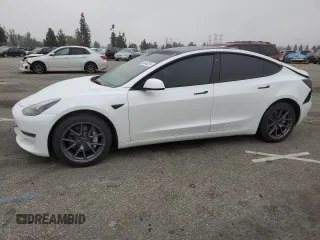 2023 Tesla Model 3 with VIN 5YJ3E1EA3PF572763, listed as a Copart auction lot 43846255 with 0 mi miles and Salvage Title. Bid and sale history available at carsss.com. Image 1.