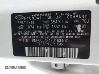 2014 Hyundai Accent SE z VIN KMHCU5AE4EU163402, wystawiony jako IAAI lot #41755872 z przebiegiem 161 017 mil mil oraz . Historia ofert i sprzedaży dostępna na DreamBid. Obrazek 9.