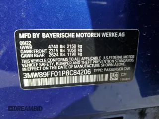 2023 BMW 3 Series 330i xDrive with VIN 3MW89FF01P8C84206, listed as a Copart auction lot 63059275 with Not provided miles and Salvage title. Bid and sale history available at DreamBid. Image 13.