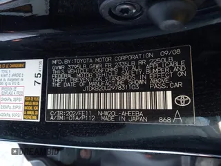 2009 Toyota Prius with VIN JTDKB20U297831103, listed as a IAAI auction lot 41340149 with 178,694 mi miles and . Bid and sale history available at DreamBid. Image 9.