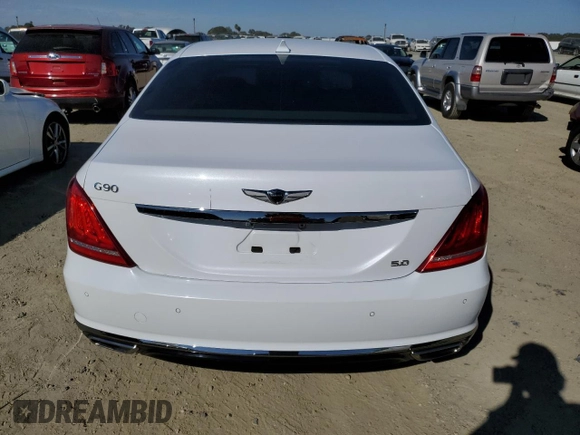 2018 Genesis G90 5.0L Ultimate with VIN KMHG54JH3JU039019, listed as a Copart auction lot 76333504 with 56,296 mi miles and Salvage Title. Bid and sale history available at carsss.com. Image 6.